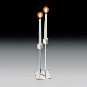 CASTIÇAL DE PRATA P/2 VELAS ROMA 23/29CM