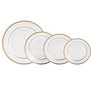 JG DE JANTAR DE PORCELANA BONE CHINA GOLD ALTO RELEVO 30PC