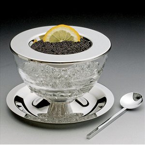 PORTA CAVIAR C/COLHER DE PRATA MOON 14CM