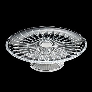 PRATO P/BOLO DE CRISTAL C/PÉ DE PRATA CAPELLA 35,5CM