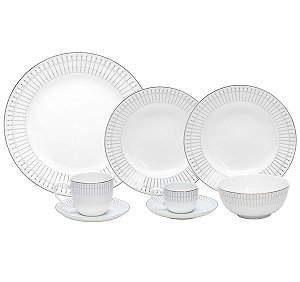 JG DE JANTAR DE PORCELANA BONE CHINA KIEV PRATEADO 42PCS