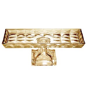 CENTRO MESA CRISTAL CHUMBO C/PÉ DIAMANT AMBAR 35X17,5X12,5CM