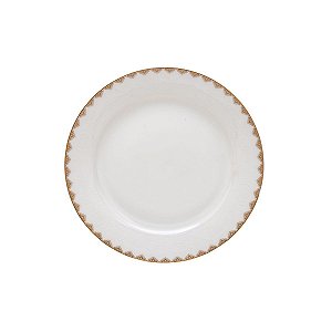 JG 6 PRATOS RASOS PORCELANA BONE CHINA MINSK DOURADO 26,5CM