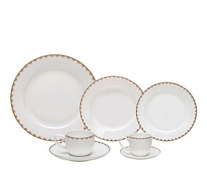 JG DE JANTAR DE PORCELANA BONE CHINA MINSK DOURADO 42PCS