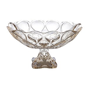 FRUTEIRA DE CRISTAL DE CHUMBO C/PÉ BLOB AMBAR 17X23X21,5CM