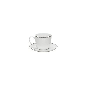 JG 6 XÍCARAS CAFÉ PÍRES PORCELANA BONE CHIN MINSK PRATA 90ML