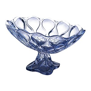 FRUTEIRA DE CRISTAL DE CHUMBO C/PÉ BLOB AZUL 17X23X21,5CM