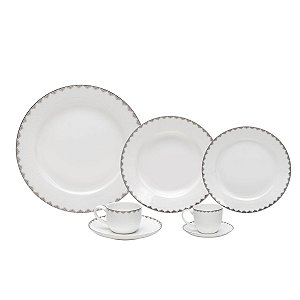 JG DE JANTAR DE PORCELANA BONE CHINA MINSK PRATEADO 42PCS