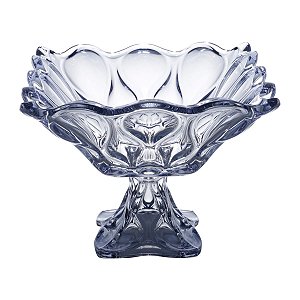 FRUTEIRA DE CRISTAL DE CHUMBO C/PÉ BLOB AZUL 28X21CM