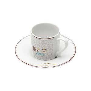 CJ 6 XÍCARAS P/CAFÉ C/PIRES COFFEE TIME 90ML