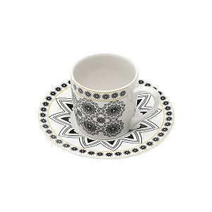 CJ 6 XÍCARAS P/CAFÉ C/PIRES BLACK KALEIDOSCOPE 90ML