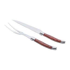 CJ 2PC P/ASSADO DE AÇO INOX C/CABO PLÁSTICO
