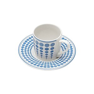 CJ 6 XÍCARAS P/CAFÉ C/PIRES BLUE DOTS 90ML
