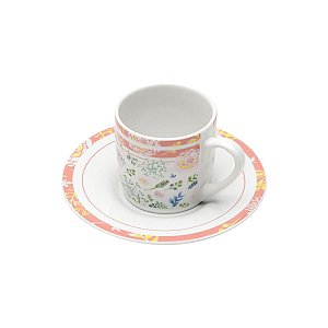 CJ 6 XÍCARAS P/CAFÉ C/PIRES LEAVES AND FLOWERS 90ML