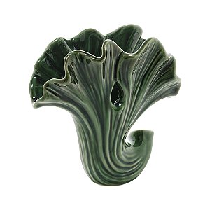 VASO DECORATIVO PORCELANA LEAF VERDE 17x8x18cm
