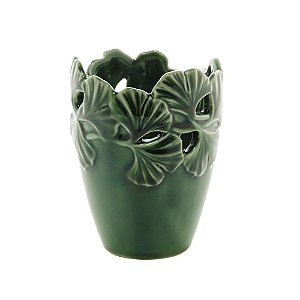 VASO DECORATIVO PORCELANA LEAF VERDE 9x12cm
