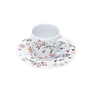 CJ 6 XÍCARAS DE CAFÉ DE PORCELANA C/PIRES BIRDS 90ML