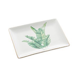 CJ 2 MINI CENTROS MESA DECORATIVO PORCELANA LEAF 15x11x2cm