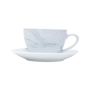 CJ 6 XÍCARAS DE CHÁ C/PÍRES DE PORCELANA MARBLE 250ML