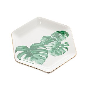 CJ 4 MINI CENTROS MESA DECORATIVO PORCELANA LEAF 12x11x2cm
