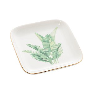 CJ 4 MINI CENTROS MESA DECORATIVO PORCELANA LEAF 11x11x2cm