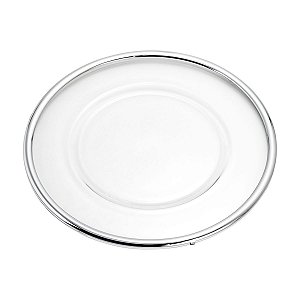 SOUSPLAT DE VIDRO C/CORDÃO LISO PRATA 35CM