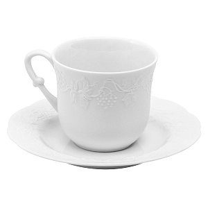 CJ 6 XICARAS DE CHÁ C/PIRES DE PORCELANA LIMOGES NIZA 220ML