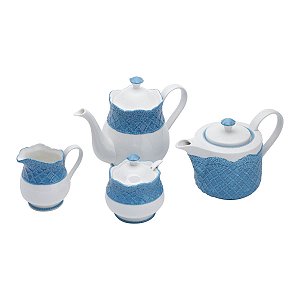 CJ 4PC P/CHÁ DE PORCELANA GIVEMY AZUL CLARO 850ML