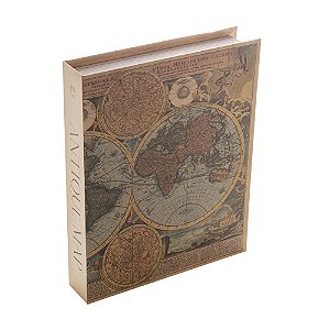 CAIXA LIVRO PAPEL RÍGIDO MAPA ANTIGO COLOR 30x24x5cm