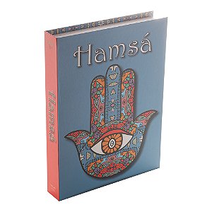 CAIXA LIVRO PAPEL RÍGIDO HAMSÁ COLORIDO 36x27x5cm