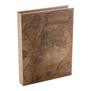 CAIXA LIVRO PAPEL RÍGIDO MAPA ANTIGO 36x27x5cm