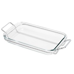 SUPORTE ARAMADO DE PRATA C/REFRATÁRIO S/TAMPA 37X23CM