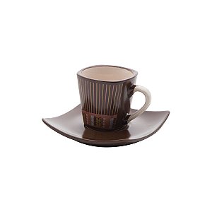 CJ. 6 XÍCARAS E PÍRES DE PORCELANA STRIPES 90ML