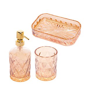CJ 3PC VIDRO P/BANHEIRO DIAMOND ÂMBAR