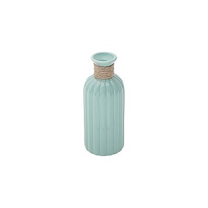 VASO CERÂMICA C/ACABAMENTO EM VIDRO ÍNDIA VERDE 8X8X19,5cm