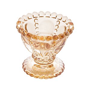 PORTA VELA VIDRO PEARL ÂMBAR 8x8cm