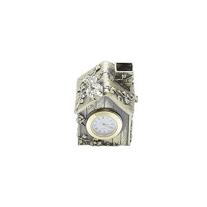 PORTA-JÓIAS DE ZAMAC C/RELÓGIO 4,5X4,5X6cm