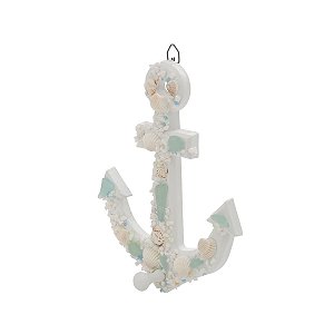 ÂNCORA DE MADEIRA DECORATIVA ADORNADO CONCHA 22,5X17,5X4,5cm