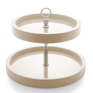 FRUTEIRA MADEIRA LAQUEADO C/VIDRO 2 ANDARES OFFWHITE 34x30cm