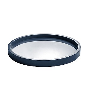 BANDEJA MADEIRA LAQUEADO C/VIDRO AZUL 40x4cm