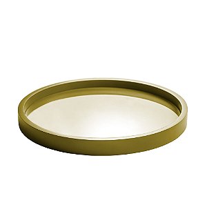 BANDEJA MADEIRA LAQUEADO C/VIDRO VERDE 40x4cm