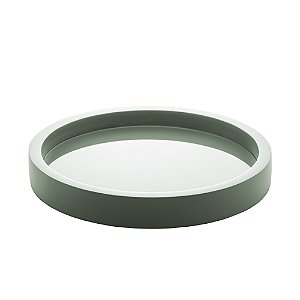 BANDEJA MADEIRA LAQUEADO C/VIDRO MENTA CLARO 34x4cm
