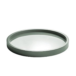 BANDEJA MADEIRA LAQUEADO C/VIDRO MENTA CLARO 40x4cm