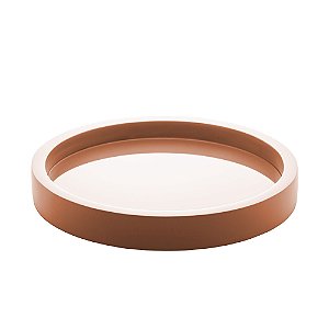 BANDEJA MADEIRA LAQUEADO C/VIDRO TERRACOTA 34x4cm