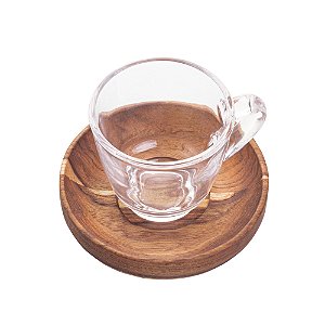 CJ 6 XÍCARAS CAFÉ C/PIRES MADEIRA TECA 75ml