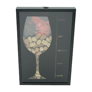 QUADRO DE MADEIRA PORTA ROLHAS DE VINHOS TAÇA 47X31X5cm