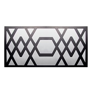 ESPELHO MOLDURA MADEIRA RECORTES PRETO 120x60cm