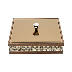 CAIXA DE MADEIRA C/TAMPA DE VIDRO BISOTÊ DIAMOND 26X6CM
