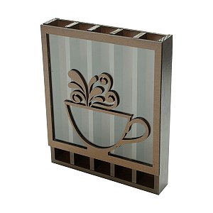 PORTA CÁPSULAS DE MADEIRA P/40 CÁPSULAS NESPRESSO 25,5X5,5X31cm