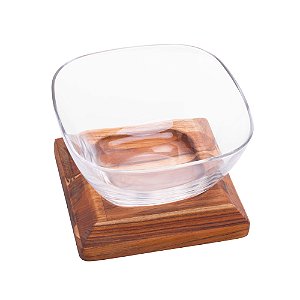 SALADEIRA C/BASE MADEIRA TECA 30x16cm
